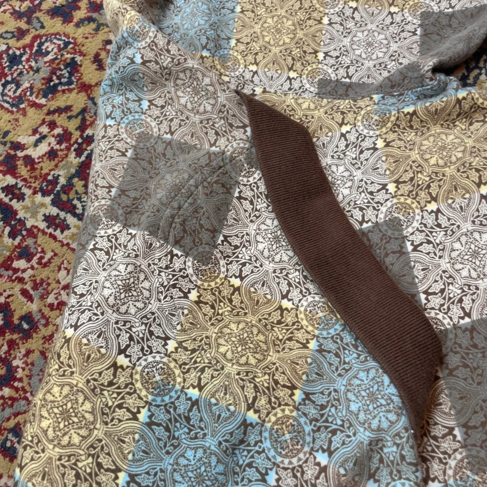 Russell Simmons Argyleculture Mens XL Polo Shirt Brown Blue Argyle Paisley Print